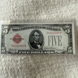 1928 B $5 Dollars ERROR Miss Cut Uncirculated 