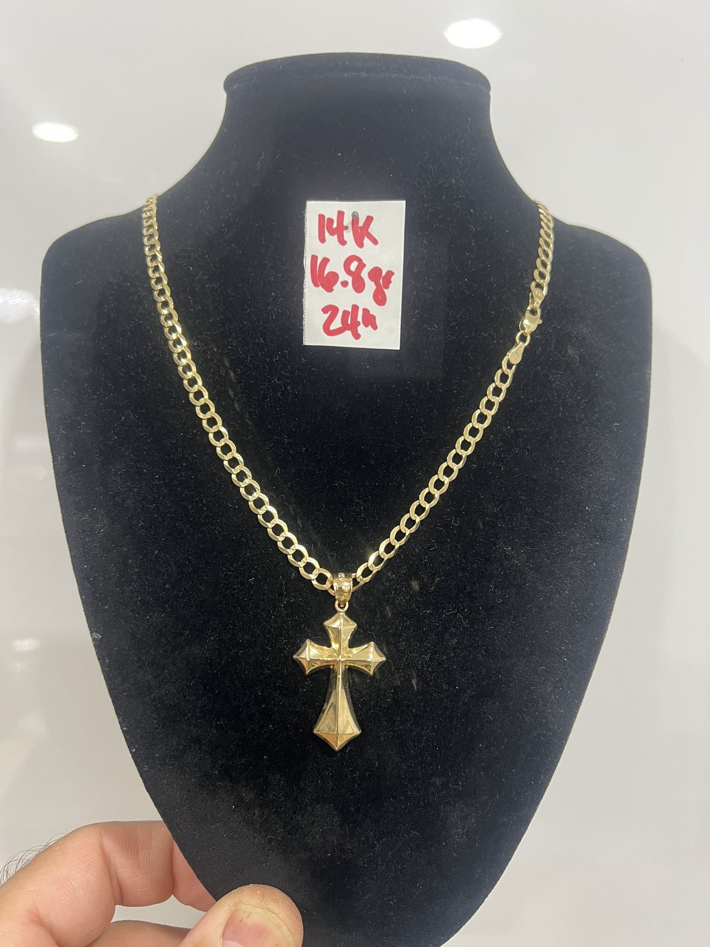 14K Solid Gold Chain and Pendant 16.8Gr 24 Inches Long