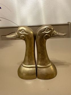 Brass Duck Head Bookends Set of 2