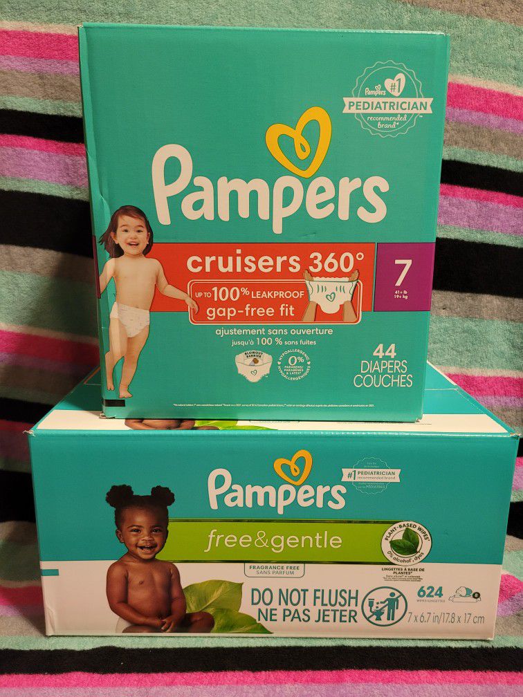 Pampers Diapers Size 7 And Wipes Bundle