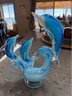 Blown glass Dolphin statue