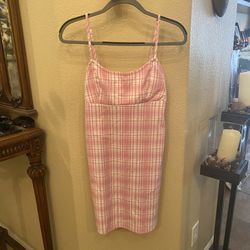Brandy Melville JOHN GALT Pink Plaid Babydoll Dress Size One Size