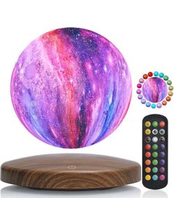 Levitating Moon Lamp, 18 Colors Galaxy Lamp with Touch Remote Control, Floating and Spinning in Air Freely, for Room Office Decor Creative Gift