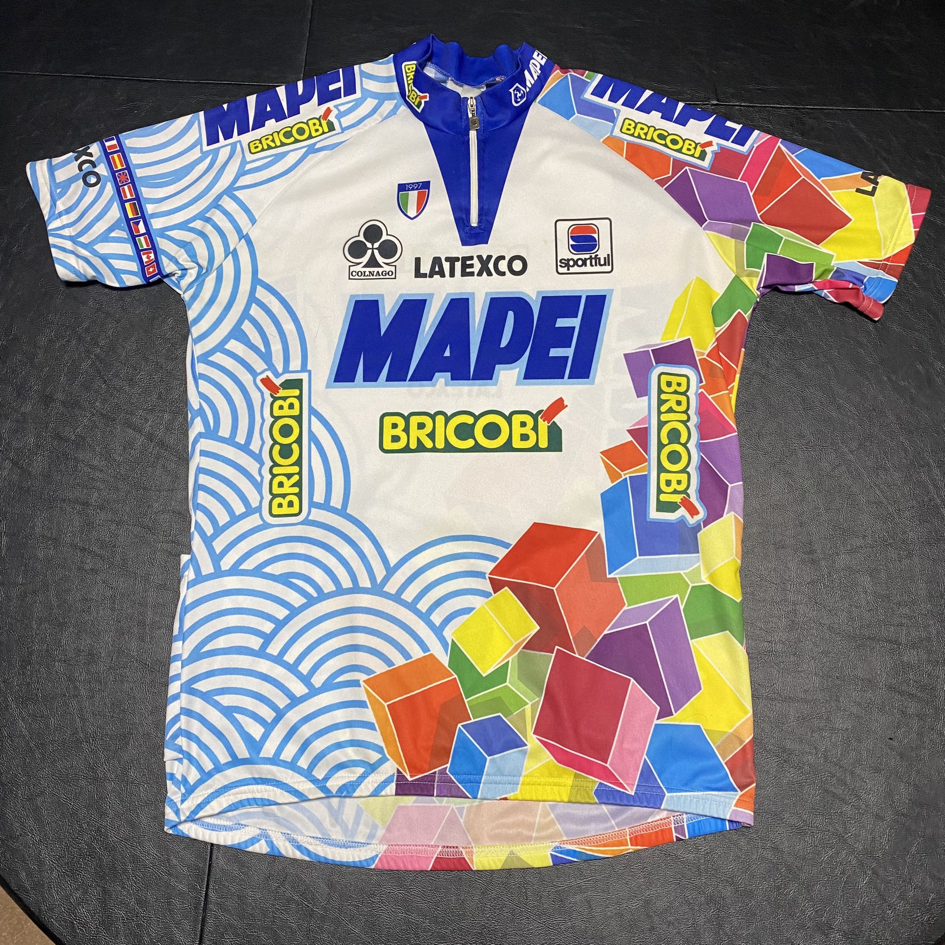 Latexco Mapei Bricobi Athletic Biking Cycling 1/4 Zip Jersey Shirt