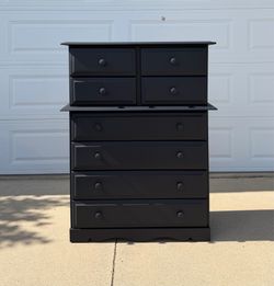 8 Drawer Solid Maple Wood Dresser / Color: Dark Grey