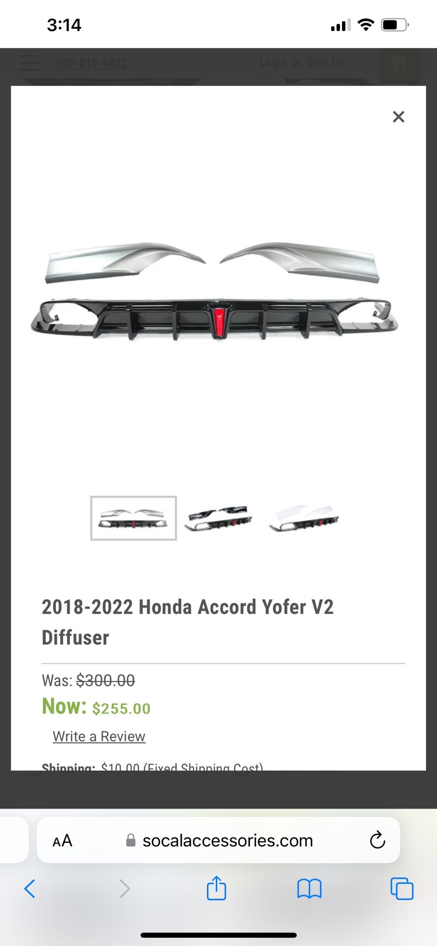 2018-2022 Honda Accord Yofer V2 Diffuser