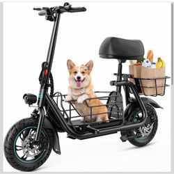 Gyroor Electric Scooter with Seat for Adults 20 Miles Range 550W Motor, Pet Basket, 18.6 MPH Speed, 12" Tires, Foldable Design