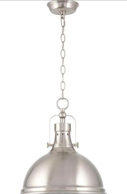 Kira Home Belle 14" Modern Industrial Pendant Light with Dome Shade, Retro Metal Silver Hanging Light, Brushed Nickel Finish