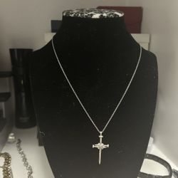 Silver Chain, With Cross Pendant 