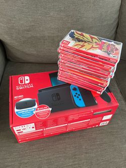 Nintendo Switch Neon Blue with 14 Games