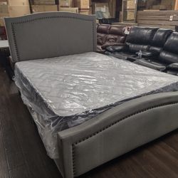 New Queen Durable Fabric Bed Frame