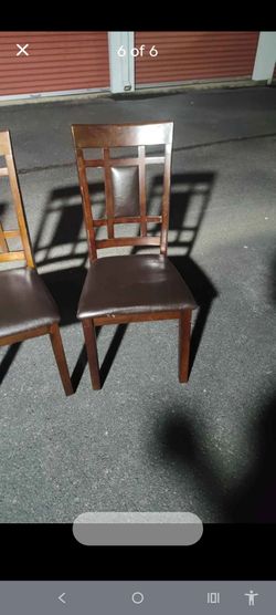 Set of 4 Ashley Furniture "Bennox" Dining Chairs – Dark Brown Wood & Faux Leather