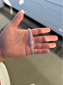 silver cuban link bracelet 8inch, 8.6mm