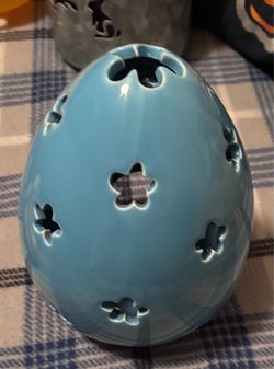 Blue Ceramic Easter Egg Tealight Holder