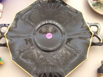 Black Gold Trim Fenton Glass Plate