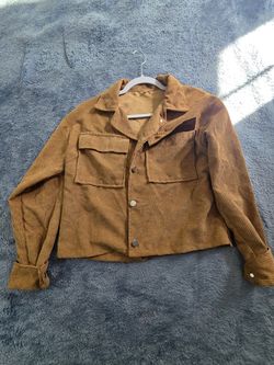 Women's Cropped Corduroy Jacket, Size S, Camel