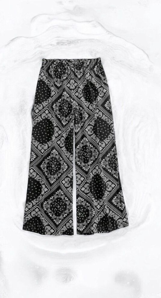 Plus size Paisley Scarf Print Wide Leg Pants