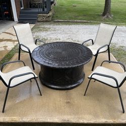 Fall Campfire Weather Is Here.  Outdoor Wood Burning Fire Pit And Chair Set