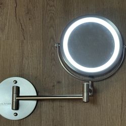 Ovente Small Round Nickel Brushed Tilting Lighted Casual Mirror (11.6 in. H x 1.4 in. W) new without box  Whitestone/Flushing, Queens or Downtown Manh