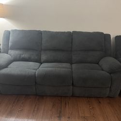 Dark Gray Reclining Sofa  and Recliner  – Super Comfortable