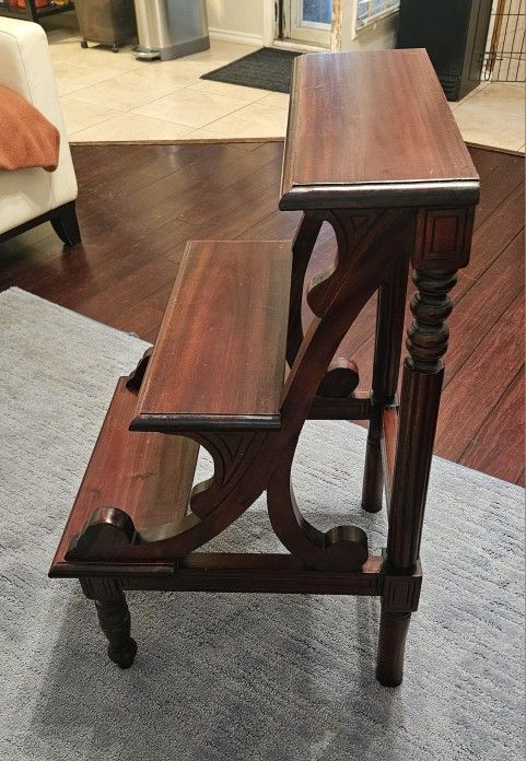 Antique Mahogany Regency Style Library Steps/Display Stand