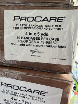 Procare Elastic Bandage W/Clip 4 in X 5 Yds, 50 Rolls/Box