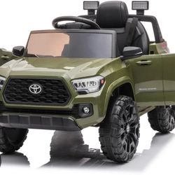 uhomepro Licensed Toyota Tacoma Ride on Car, 12 V Battery Powered Electric Kids Toys Truck with Remote Control, LED Light, MP3 Player, Green