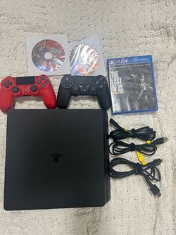PS4 Slim 1TB + 2 Controllers + 3 Games – Excellent Condition