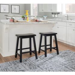 Counter Height Backless Bar Stools Black (Set of 2)
