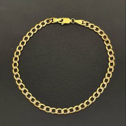 14k yellow two tone gold Curb bracelet 8” bracelet 4.00mm wide