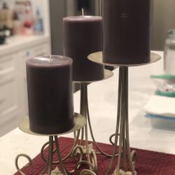Three Candles and Holders