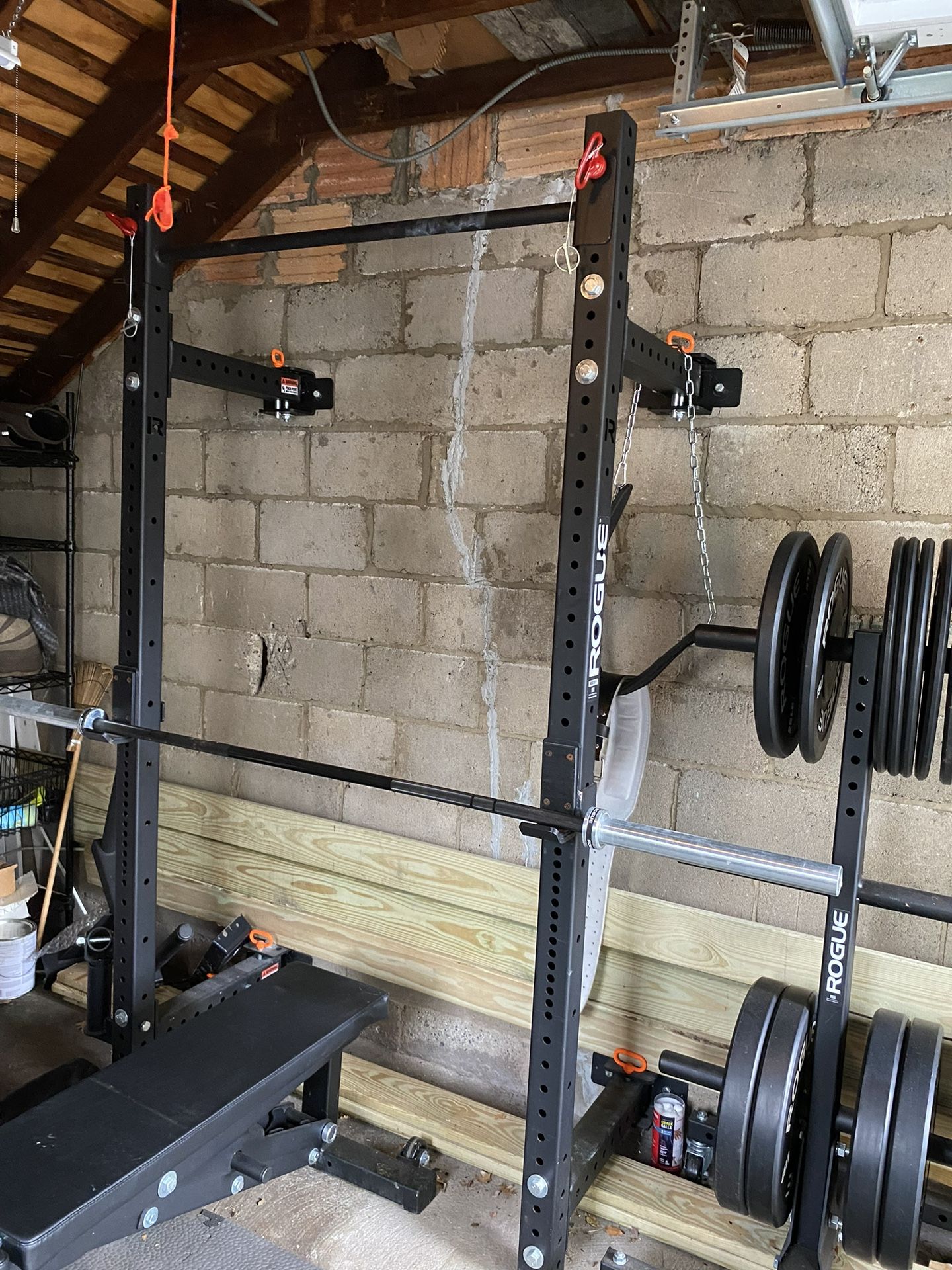 ROGUE Bench/Squat Rack + Weights Rack