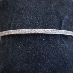 Sterling Silver and Cz Bangle Bracelet 