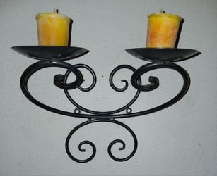 2 Black Metal Wall Sconces 