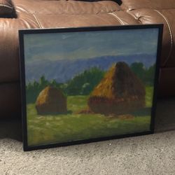 Haystacks Framed Art Print 25x21 Country Farm Rustin Painting