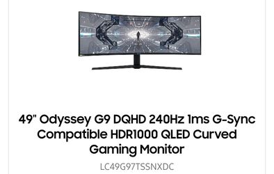 Samsung Odyssey G9 49" Curved Gaming Monitor