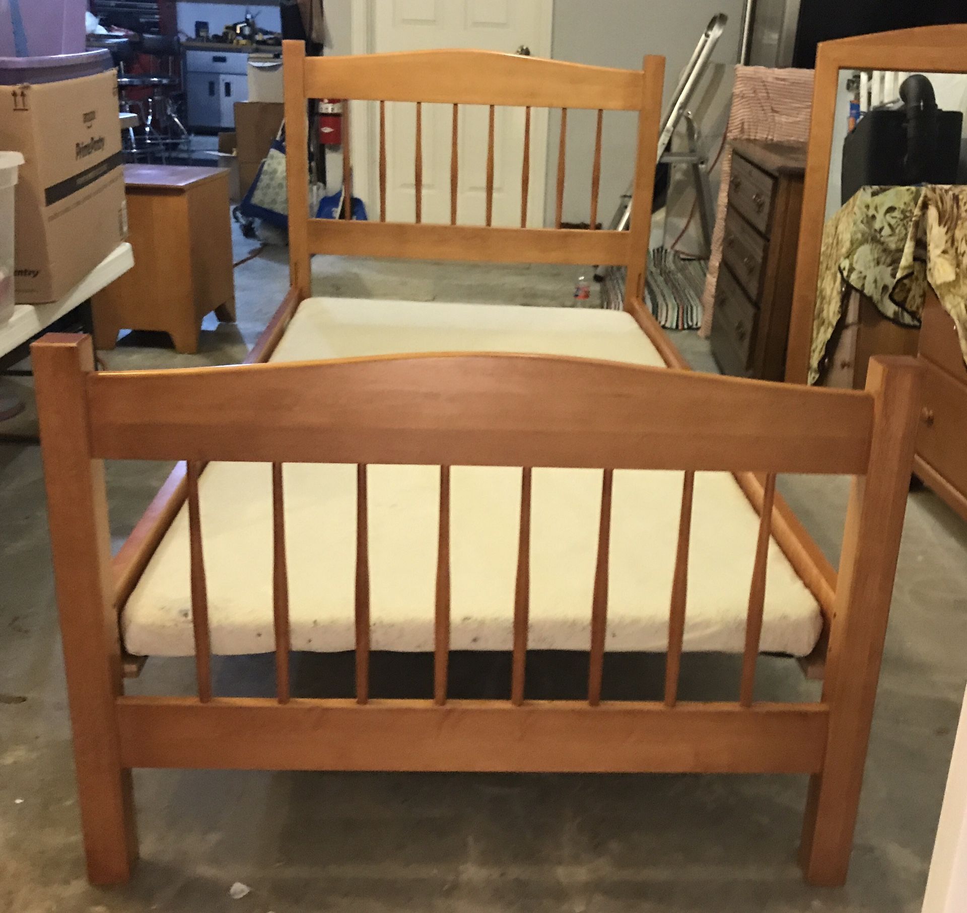 Moosehead solid wood twin bed and nightstand (with bookcase)