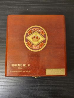 Rare Wooden Diamond Crown Cigar Box Great For Crafts And Storing Jewelry