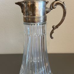 Antique Glass & Silver Plated Claret With Ice Insert