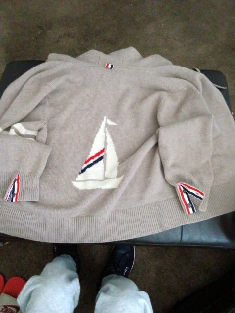 2025 Meduim Thom Browne Zip Up Hoodie Light Gray