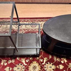 Set: TV Stand, Glass Coffee Table, Small Glass End Table 