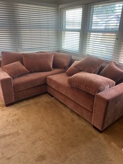Brown Fabric L-Shaped Sectional Sofa BRAND NEW