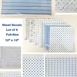 6 Designs of Full Sheet Decals 12x12