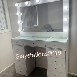 Glass top makeup Vanity 