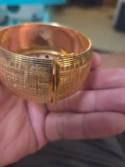 Gianni Deloro Italy 18k GP Greek Key Omega Link Bracelet 7.75"