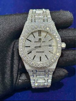 Iced out moissanite watch