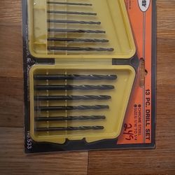 Twist Drill Bits Set Titanium Coated HSS 13 pcs SAE 1/16" - 1/4" new w/ case