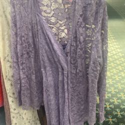Lavender Lace Dress With Jacket Spaghetti Straps