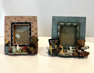 Vintage Teddy Bear Picture Frames- Set Of Two