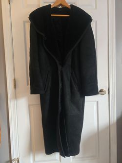 Black Shearling Womens Vintage Coat